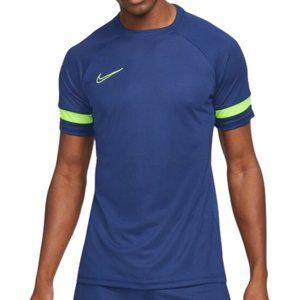 Nike Men's Dri-FIT Academy Short-Sleeve Football Tee Blue Yellow Stripe Large